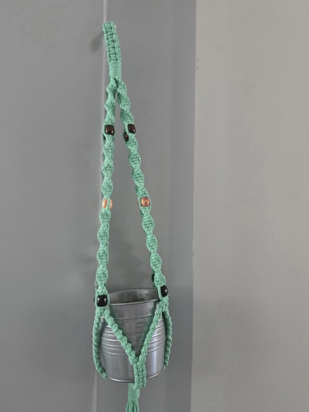 Handmade Macramé Plant Hanger in Mint Green